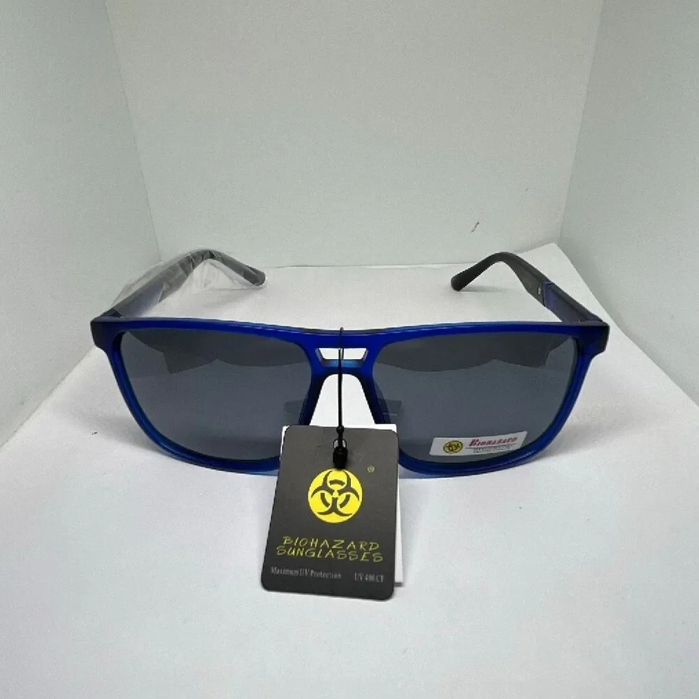 Blue Biohazard UV400 Square Sunglasses – Maximum UV Protection – NWT